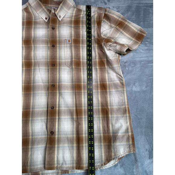 Carhartt Plaid Button Down Shirt Size 2XL Work Shirt Rugged Outdoor Brown - Picture 6 of 8